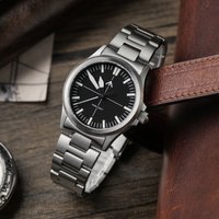 Montre de terrain Militado ML18 36 mm, mouvement à quartz VH31, affichage des secondes en continu, verre saphir AR, BGW9, étanche 100 m, acier inoxydable, montre-bracelet pour homme