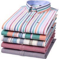 Chemise Oxford à carreaux à manches longues pour hommes, chemises d'affaires décontractées rayées, chemise confortable de créateur, pur coton, 7XL, 6XL, 100%