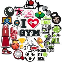 1pcs Sport Shoe Charms Gym Basketball Football Tennis Rugby Archery Shoe Decorations Pins for Women Men Clog Buckles Accessories