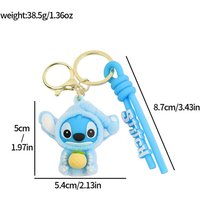 Kawaii Accessories Stitch Plush Toy Lilo&stitch Keychain Keyring Doll Eat Something Before Sleep Series Backpack Pendant Girl
