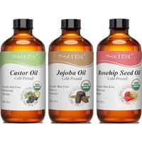 PHATOIL 100% Organic 236ml Castor Oil 118ml Jojoba Rosehip Oil Sunflower Seed Oil