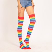 Fashion Lady Over Knee Long Stripe Printed Stockings Thigh High Striped Colorful Patterned Cotton Socks Socks for Christmas
