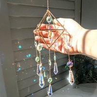 1Pc Glass Hanging Crystal Wind Chime, Light Catcher, Sun Catcher Window Hanging Decoration, Bedroom Wind Chime Pendant Wall Decoration Pendant