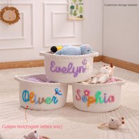 1pc personalized handmade round storage basket, customizable with letters, gift basket/storage basket, Easter decoration gift.