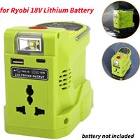 Portable Power Inverter 200W For Ryobi 18V Lithium Battery Generator With USB Type-c 280LM LED Light AC Jack