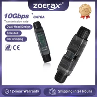 ZoeRax CAT6A RJ45 Coupler Dual-Head Shielded Connector 10Gbps Ethernet Cable Extender for 22-24AWG Network Repair/Extension
