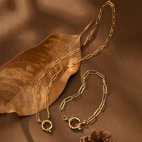 Paperclip Chain Choker Necklace, Women's Stainless Steel Spring Buckle Penddant Necklace, Waterproof 18k Gold Plated Jewelry