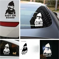 Car Stickers Creative BABY ON BOARD Rear Windshield Auto Stickers Rear Reflective Sunglasses Car Warning Decals Black White