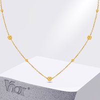 Vnox Dainty Beads Chain Necklaces for Women Girls, Gold Plated Cable O Links Choker Collar