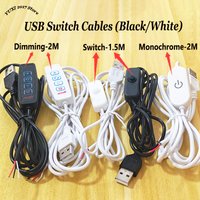 1/2/5PCS USB Dimmer & On/Off Switch Cables Black/White 1.5M/2M For LED Strip Lights DIY Lighting
