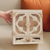 LED Tricolor Beauty Mirror Cosmetic Storage, Acrylic Jewelry Necklace Ring Storage Box, Jewelry Storage
