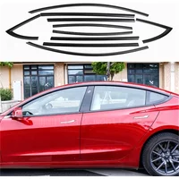 Car Accessories For Tesla Model Y 3 2017-2023 steel SHCHCG black Carbon Exterior Window Molding Strip Sill side Cover Trim 10pcs