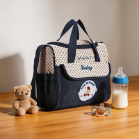 Fashionable printed cartoon multifunctional one shoulder mommy bag Portable lightweight diagonal diaper bag