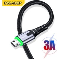 Essager LED Micro USB Cable For Xiaomi Samsung Android 3A Fast Charging Data Wire Cord Microusb Charger Mobile Phone Cable 2M 3M