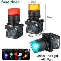 XB4 Knob Switch with LED 22mm 2/3Position Self Locking 1NO/2NO/1NO1NC Select Rotary Switch with Light 12V 24V 220V 10A Red Green
