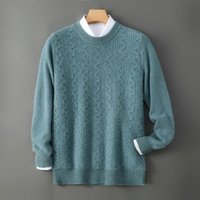 2025 Winter Men's Round Neck Jacquard 100% Pure Wool Sweater European Goods Heavy Industry Wool Base and Sweater