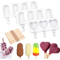 Food Grade Silicone Ice Cream Molds 8 Size Ice Lolly Moulds Freezer Ice Cream Bar Molds DIY with Popsicle Sticks Eco-Friendly