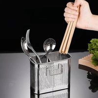 Stainless Steel Chopstick Holder With Drainage Anti-Mold Wall-Mounted Kitchen Storage Box