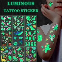 Luminous Tattoo 4 10pcs/Set Temporary Tattoos Mermaid Licorne Stickers for Boys Tattoo Tattoo for Girls Unicorn Fake Tattoo