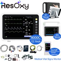 Resoxy 12.1/7inch Digital Vital Signs Monitor Portable Rechargeable Human/Veterinary Medical Monitor For ECG/NIBP/TEMP/RESP/SPO2