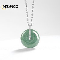 Natural Jadeite A Goods Bean Green Peace Button Pendant S925 Silver with Ice Jade Necklace for Men and Women Good Luck