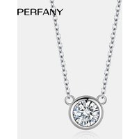 PERFANY 0.5/1CT Moissanite Necklace for Women S925 Pure Silver Bubble Round Diamond Pendant Fashion Jewelry Party Gift
