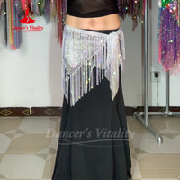 BellyDance Fringe Belt Women Senior AB Stones Triangle Tassel Hip Scarf Adult and Children Oriental Dance Practice Accessories