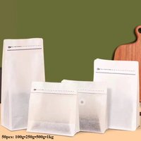 50pcs Biodegradable Coffee Bags 100g 250g 500g 1kg with Valve Custom Resealable White Paper Packaging for Potato Chips Food