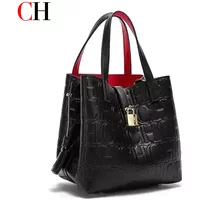 CH Women Tote Bag High Quality Pu Leather Top Handle Handbag With Lock Decoration Crossbody Shoulder Bag For Work Daily
