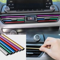 10-40Pcs Car Accessories Colorful DIY Interior Air Conditioner Outlet Vent Grille Chrome Decoration Strip Silvery Styling