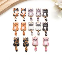 Cute Cat Collection】5/14pcs Patterned Enamel Cat Charms - Create Your Own Purr-fect Jewelry!