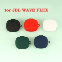 Silicone Case for JBL WAVE FLEX Case Solid Color Protection Earphone Cover for JBL WAVE FLEX 2 with Hook Charging Box Case