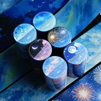 Etori Life Night Island Starry Sky Set 1Pcs Dreamy Starry Sky Gradient Journal Tape Blue-Purple Night Sky Cloud Pattern Decorative Journal Material for Laptops, Phone Cases, Photo Albums, Handmade