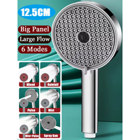 6 Modes Adjustable Pressure Boost Shower Head 12.5CM Big Panel High Pressure Large Flow Handheld Showerhead Bathroom Accessories