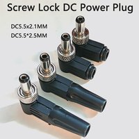 1PC 90° Right Angle 5.5x2.1MM 5.5x2.5MM DC Power Connector Plug with Screw Lock For CCTV LED Strip Router 12V Power Supply
