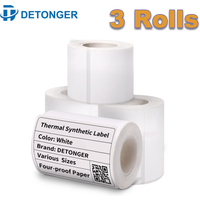 Thermal Adhesive Label Papers for DETONGER P1 DP23 DP30 DP80 3 Rolls Waterproof Oilproof Tear Resistant Sticker
