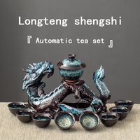1 set, creative lazy tea set, semi-automatic dragon teapot, magnetic rotating water-conducting tea set, Chinese Kung Fu tea set