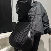 Ladies' fashionable mesh nylon lightweight diagonal cross bag with large capacity stitching casual shoulder bag