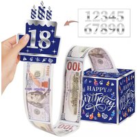 Birthday Money Gift Box with DIY Stickers for Any Age, Surprise Money Boxes for Cash Gift with Pull Out Happy Birthday Day Card