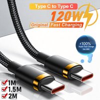 120W 5A Quick Charging Cable Type-C To Type-C Cable Nylon Braided High-speed Charger Wire For Samsung Huawei Xiaomi Data Line