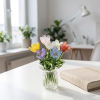 Lifelike Glass Flowers Set of 6 or 7 Artificial Simulation Floral Stems for Realistic Home Table Decoration Gifts