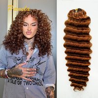 Deep Wave Brown Colored Crochet Human Hair Extensions Brazilian Feather Human Hair Bundles Pre Separated Braiding Hair For Women