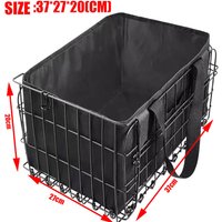 AliExpress NONE Rear Bike Basket, Folding Metal Bicycle Basket, Rear Rack Basket With Removable Liner Bag & Reflective Sheet For Shopping Picnic