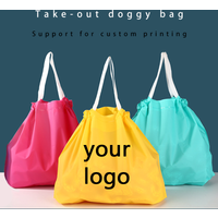 10pcs Plastic Drawstring Takeaway Bags Portable Fruit Lunch Box Gift Portable Drawstring Packaging Bags Custom Printed Logo
