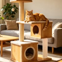 Floor Cat Tree Replacement Post Wood Scratch Pole DIY Pet Furniture Accessory Indoor Kitten Play Structure Hardwood Sisal Rope