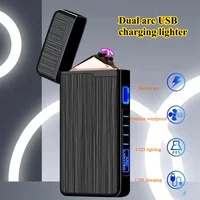 Creative Fingerprint Laser Induction Double Arc Lighter USB Charging Outdoor Windproof Metal Cigarette Lighter Men's Gift