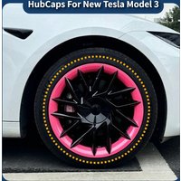 4pcs HubCaps for New Tesla Model 3 Highland 18 Inch Performance Wheel Cap Replacement Automobile Full Rim Cover Accessories