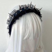 Fashion Gothic Punk Goth Headwear Women Headband Girls Rivets Headwear Cosplay Headdress Lace Hair Accessories