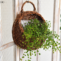 〔R〕Handmade Wicker Rattan Flower Planter Basket Wall Hanging For Garden Vine Pot Plants Holder Home Decor Wall Planter〔Winter2〕