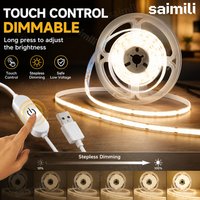 5V USB COB LED Strip High Density Flexible Linear Tape Touch Dimmer Switch Self Adhesive DIY Lamp for Mirror Wardrobe Bedroom
